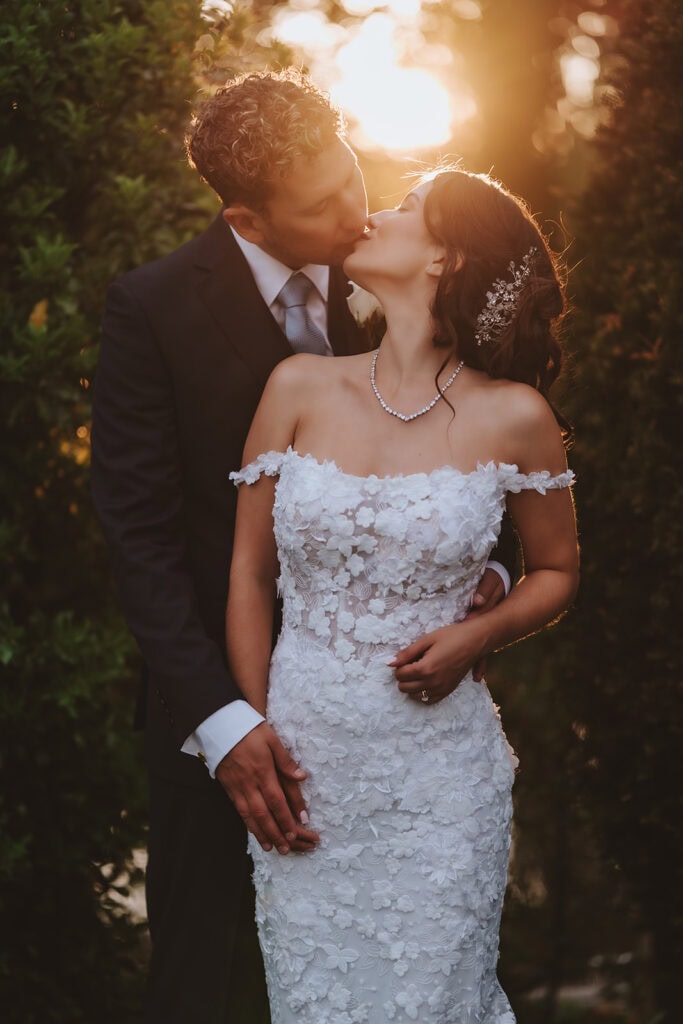 Natural and unscripted wedding photography at sunset for a modern couple in a rural Essex field.